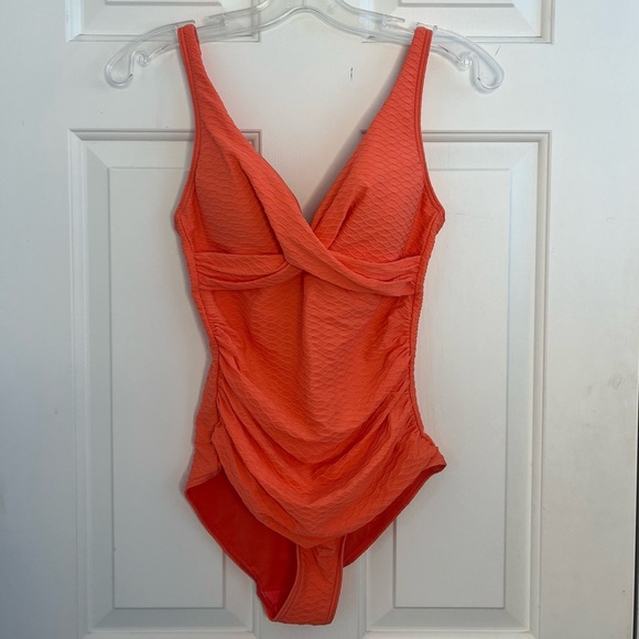 NWT Sea Level Honeycomb Cross Front Multi Fit One Piece 4-6 Tangerine - Picture 5 of 16